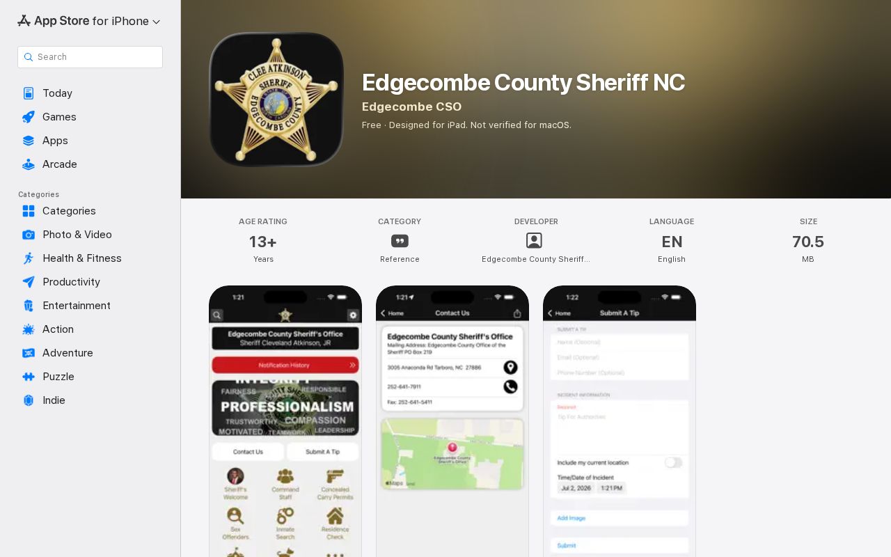 Edgecombe County Sheriff app without a 24-hour release feed