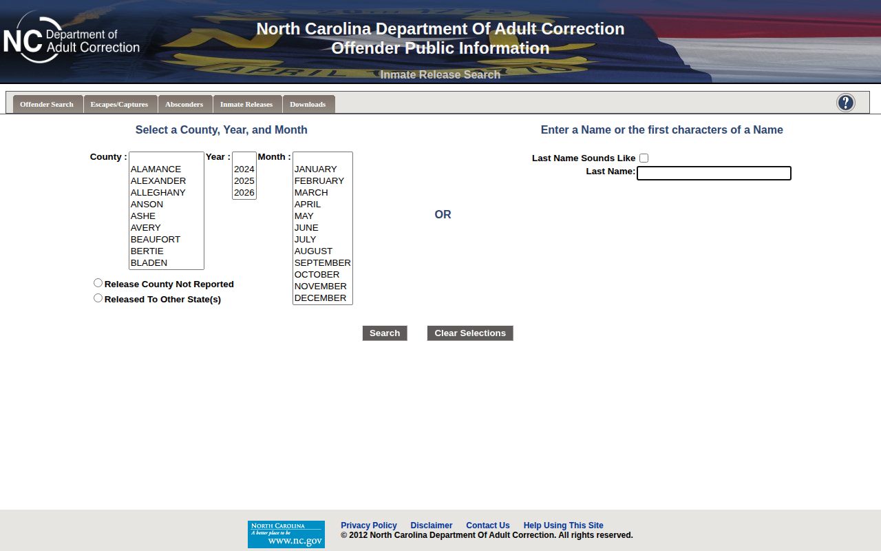 NCDAC prisons statewide Edgecombe County release results