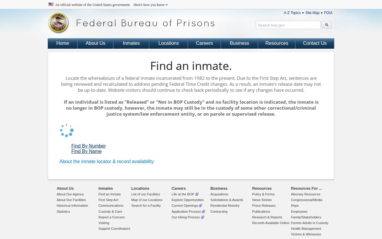 Federal BOP locator released result for an Edgecombe County custody search